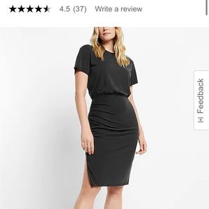 XS EXPRESS Silky Sueded Jersey Ruched T-Shirt Midi Dress